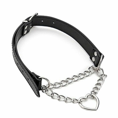 Coleira Bondage em correte com Coração - Preto