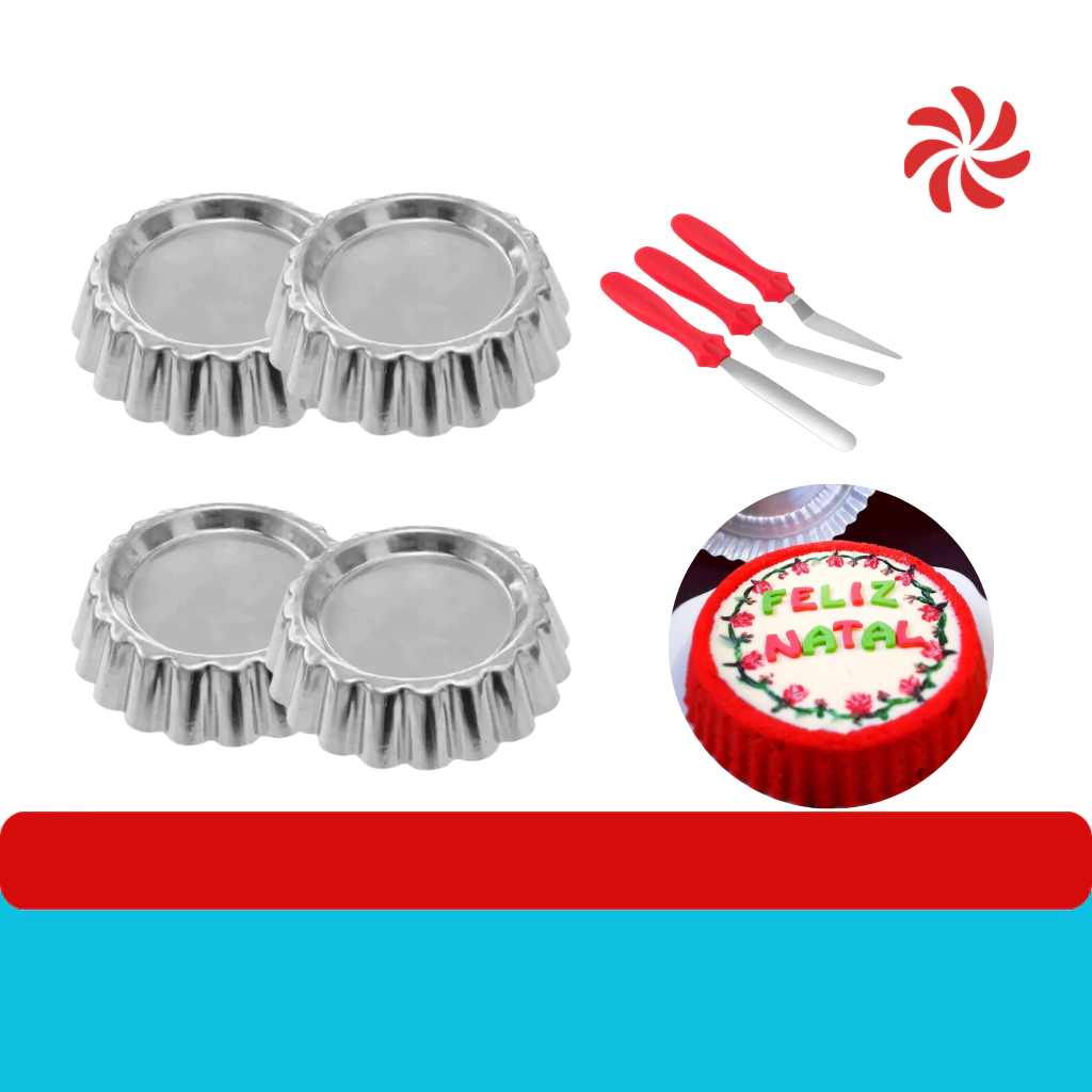 KIT ESPECIAL NATAL - 4 FORMAS BALLERINE CRESPA + JOGO DE ESPÁTULAS C/3
