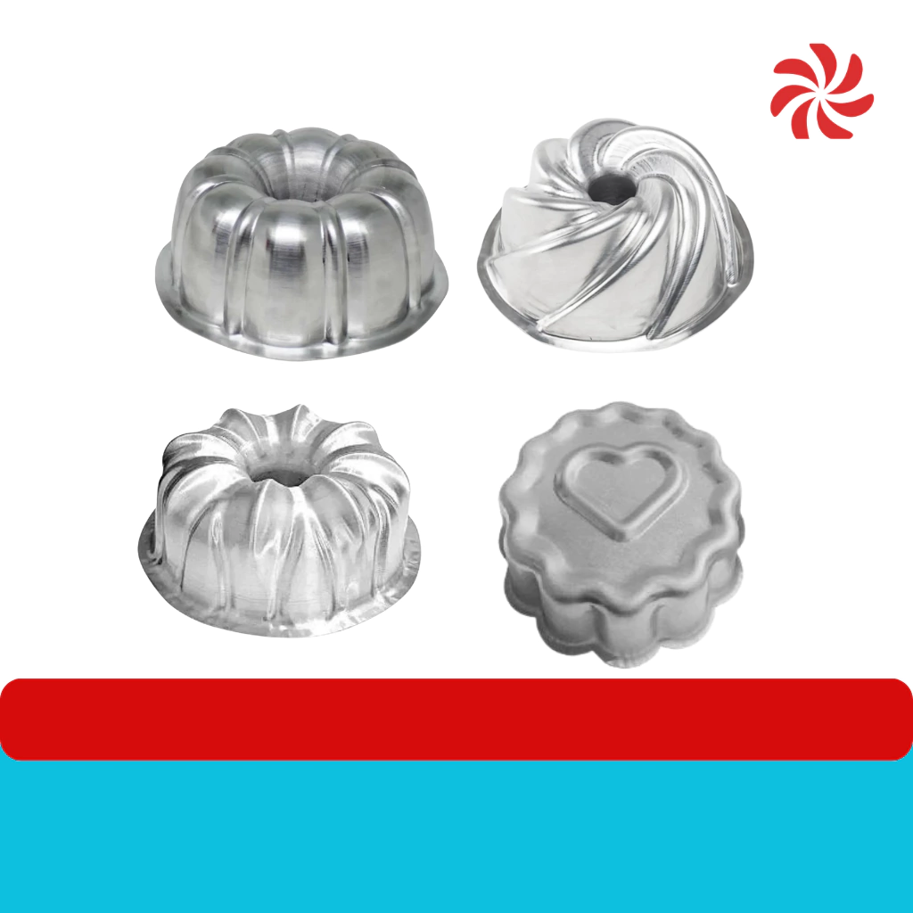 KIT MINI FORMAS DECORADAS C/4 UNIDADES - GOMADA 2 E 3, VULCÃO C/FURO E BALLERINE CORAÇÃO CRESPA