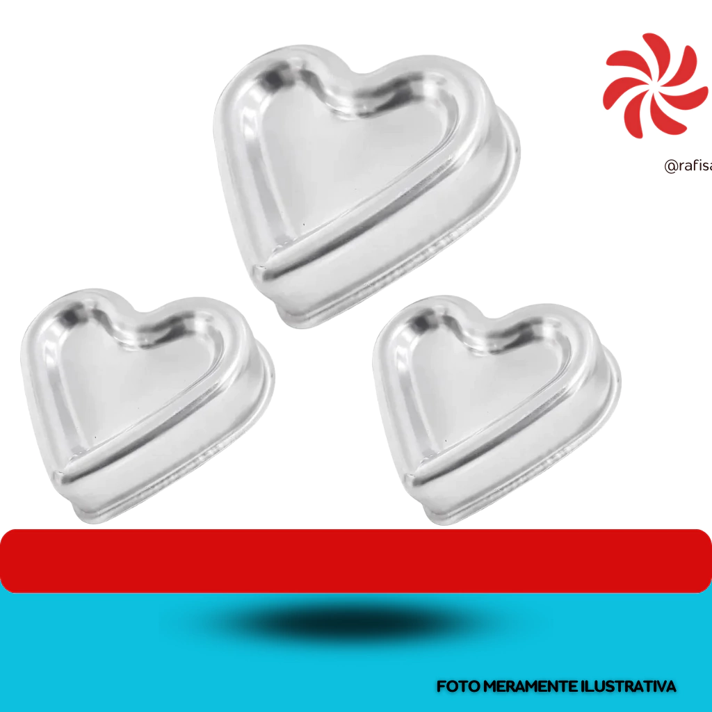 KIT FORMA BALLERINE PARA BOLO PISCINA CORAÇÃO - P C/3