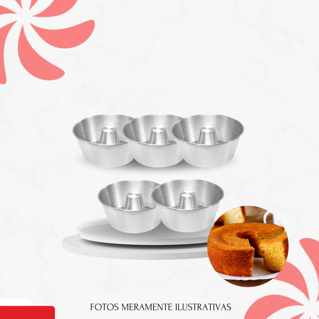 CONJUNTO COM 05 FORMAS TORTA SUIÇA / PUDIM / CASEIRINHO 20X8 - comprar online