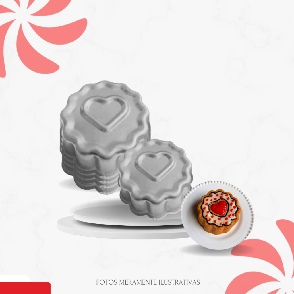 MINI FORMA BALLERINE CORAÇÃO CRESPA - C/6 UNIDADES - comprar online