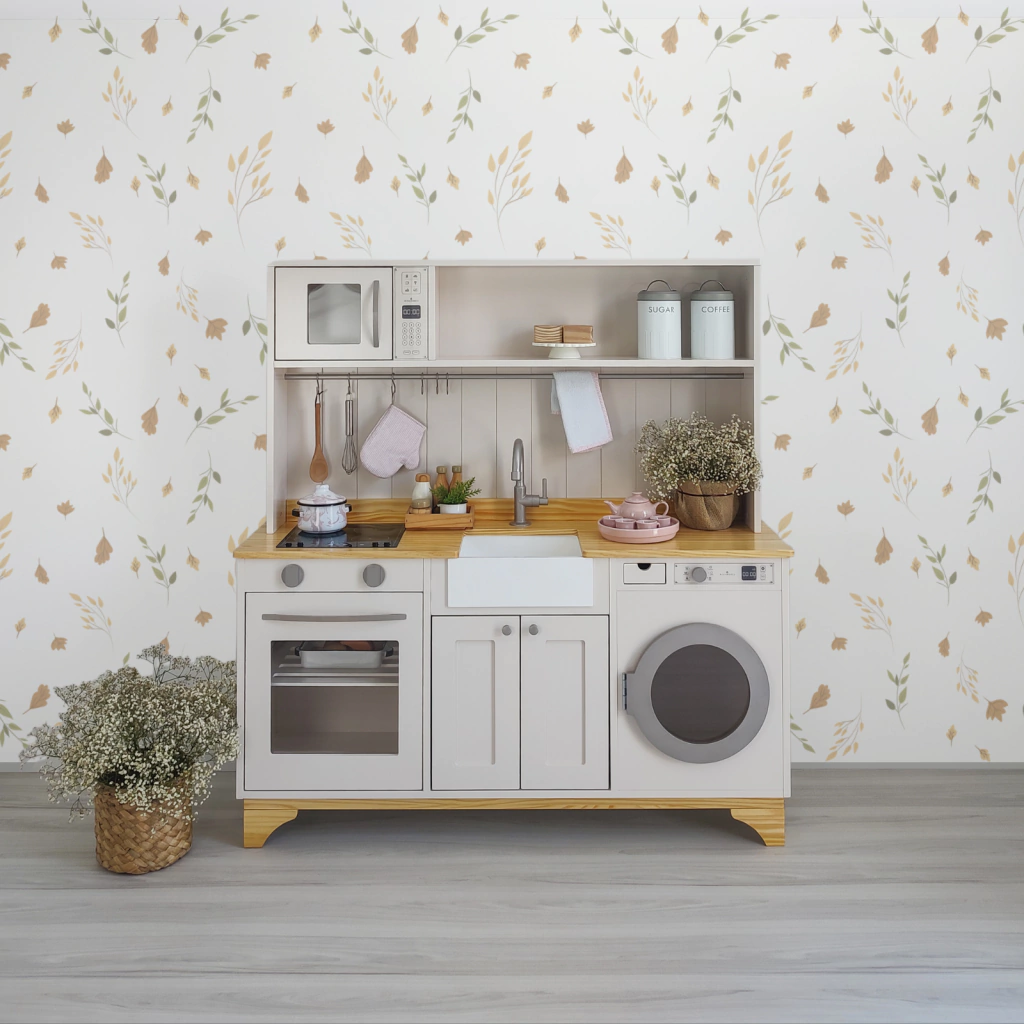 [EVO] Módulo trio lavadora e micro-ondas off-white/champanhe