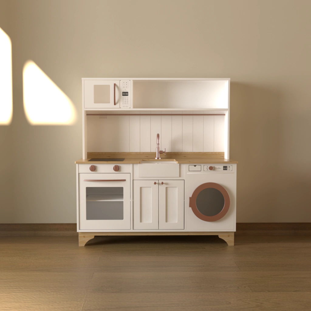 [EVO] Módulo trio lavadora e micro-ondas branco/rosé