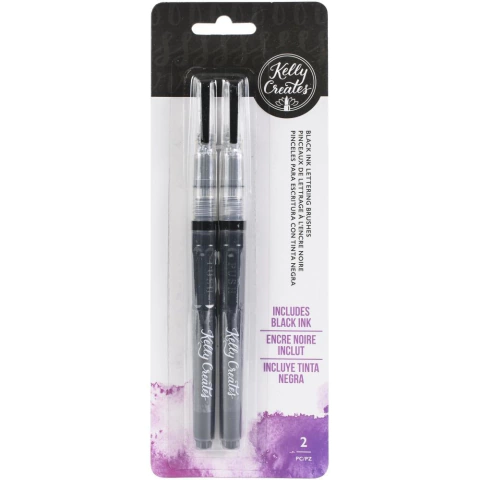 Set x2 Water Brush Set Fine Point con tinta Black Kelly Creates