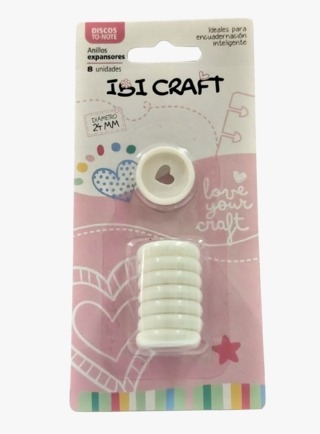 Discos de Expansión 24mm Corazón x 8pcs Blanco Ibi Crafts