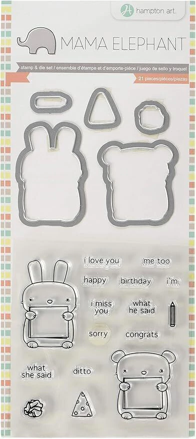 Bunny Bear Clear Acrylic Stamp Die Set Mama Elephant - comprar online