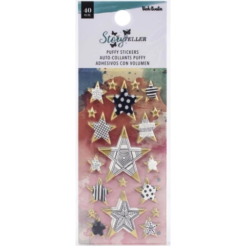 Puffy Stickers Mini Stars W/ Gold Foil Accents Storyteller Vicki Boutin