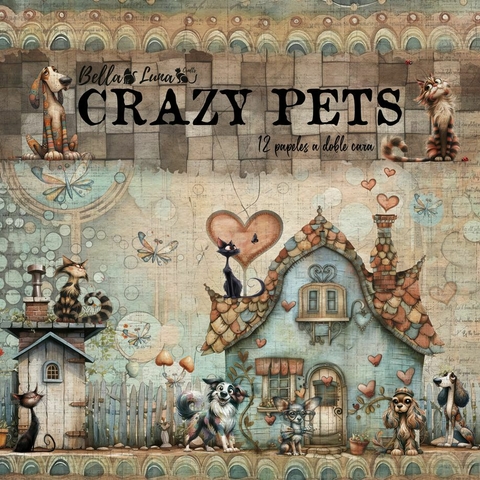 Pad 8x8" Bellaluna Crafts con 12 papeles doble cara Crazy Pets - comprar online