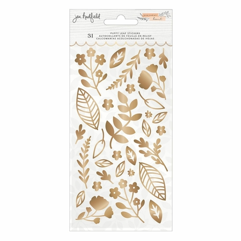 Jen Hadfield Peaceful Heart Puffy Stickers 31/Pkg Leaf W/Gold Foil