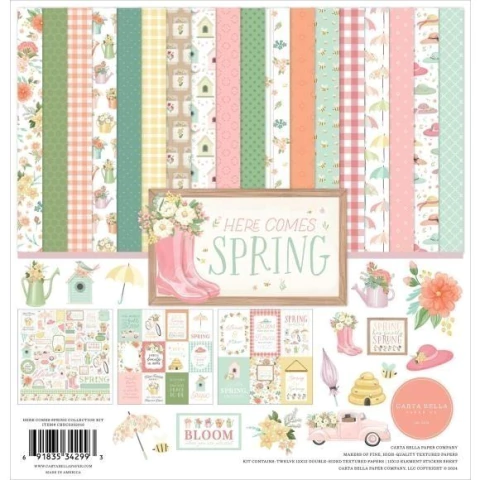 Carta Bella Collection Kit 12"X12" Here Comes Spring - comprar online