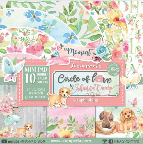 Colección 10 papeles (una cara) 20x20 cm CIRCULO DE AMOR Johanna Rivero - comprar online