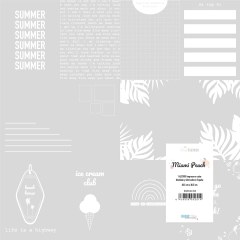 Acetato tarjetas MIAMI PEACH 30,5x30,5 estampado en blanco