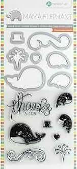 Mama Elephant Stamp & Die Set 4"X8" Whale Thanks - comprar online