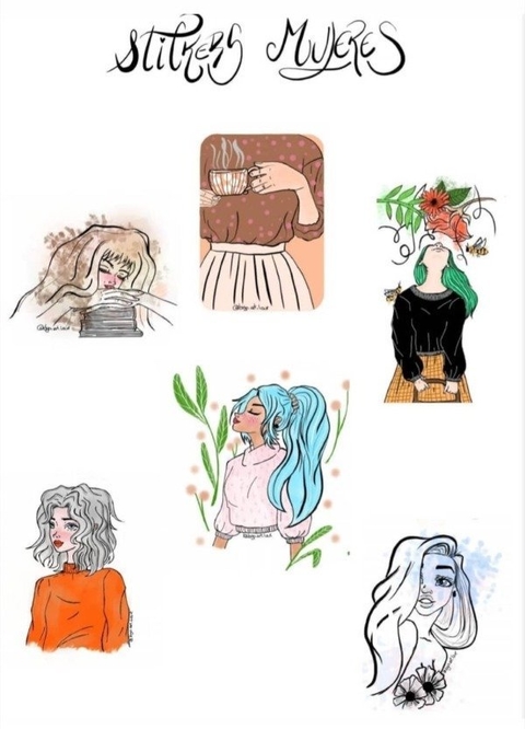 Stickers Mujeres Bujo Art Love