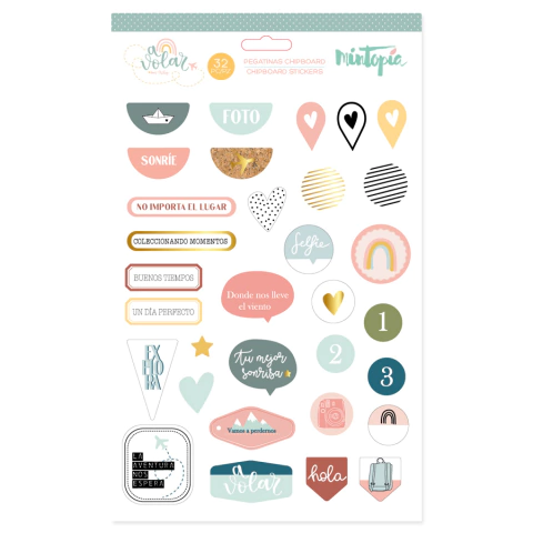 Pegatinas de chipboard con foil A VOLAR Mintopia