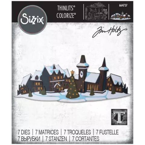 Sizzix Thinlits Dies By Tim Holtz 6/Pkg Holiday Village Colorize