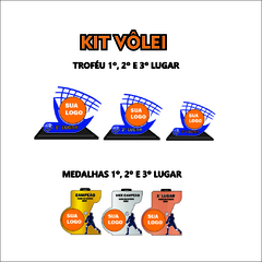 KIT 02 DE TROFÉUS E MEDALHAS VOLEIBOL