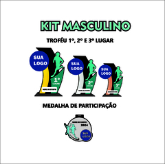 KIT MASCULINO DE TROFÉUS E MEDALHAS CORRIDA