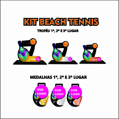 KIT 02 DE TROFÉUS E MEDALHAS BEACH TENNIS