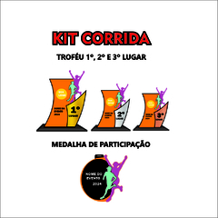 KIT 04 DE TROFÉUS E MEDALHAS CORRIDA