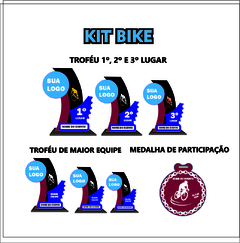 KIT 02 DE TROFÉUS E MEDALHAS CORRIDA BIKE