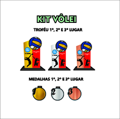 KIT 01 DE TROFÉUS E MEDALHAS VOLEIBOL