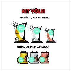 KIT 04 DE TROFÉUS E MEDALHAS VOLEIBOL