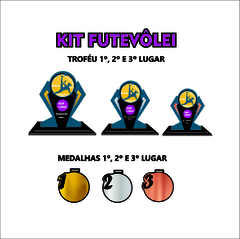 KIT 02 DE TROFÉUS E MEDALHAS FUTEVÔLEI