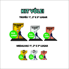 KIT 05 DE TROFÉUS E MEDALHAS VOLEIBOL