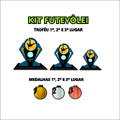 KIT 01 DE TROFÉUS E MEDALHAS FUTEVÔLEI