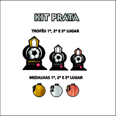 KIT 01 PRATA DE TROFÉUS E MEDALHAS FUTEBOL DE CAMPO