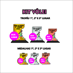KIT 06 DE TROFÉUS E MEDALHAS VOLEIBOL
