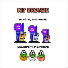 KIT 02 BRONZE DE TROFÉUS E MEDALHAS FUTEBOL DE CAMPO