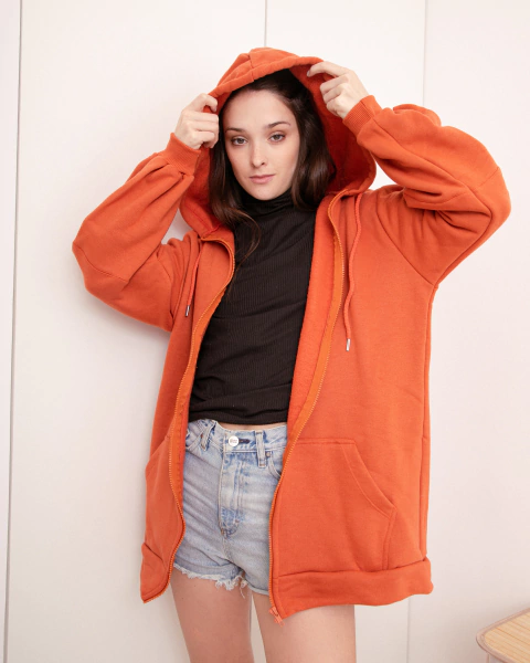 Hoodie con Cierre Ladrillo