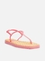 Sandália Rasteira Square Thong Crochê Brizza - Rosa