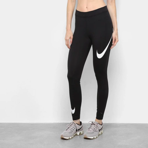 Calça Legging Nike Nsw Swoosh Feminina - Preto E Branco