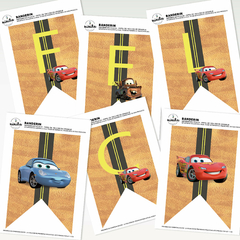 Banderín Gráfico Feliz Cumple Cars