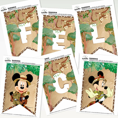 Banderín Gráfico Feliz Cumple Mickey Safari