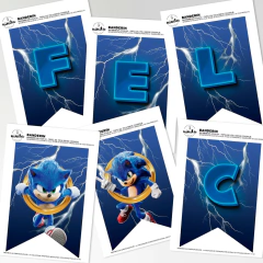 Banderín Gráfico Feliz Cumple Sonic