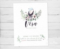 Tarjeta Bautismo Bird Acuarela