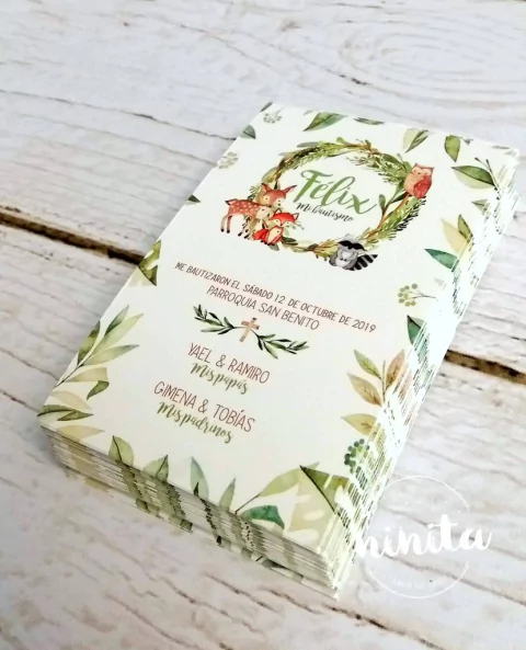 Estampita de Bautismo Bosque
