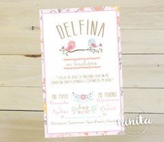 Estampita Bautismo Pajaritos