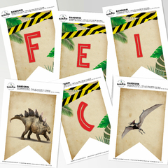 Banderín Gráfico Feliz Cumple Jurassic Park