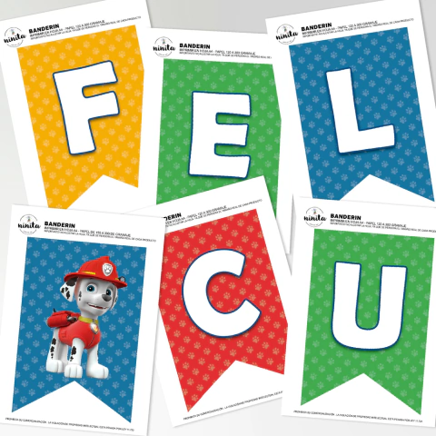 Banderín Gráfico Feliz Cumple Paw Patrol