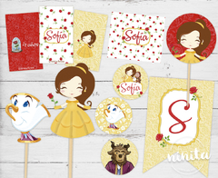 Kit imprimible Party Básico Bella y Bestia