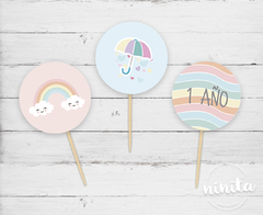 Toppers para Cupcakes Arcoiris