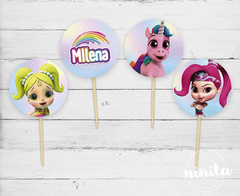 Toppers para Cupcakes Rainbow Rangers
