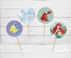 Toppers para Cupcakes La Sirenita