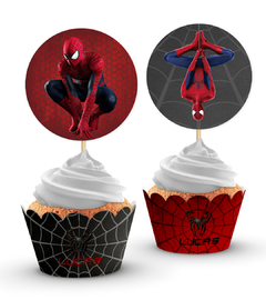Wrappers + Toppers para Cupcakes Spiderman